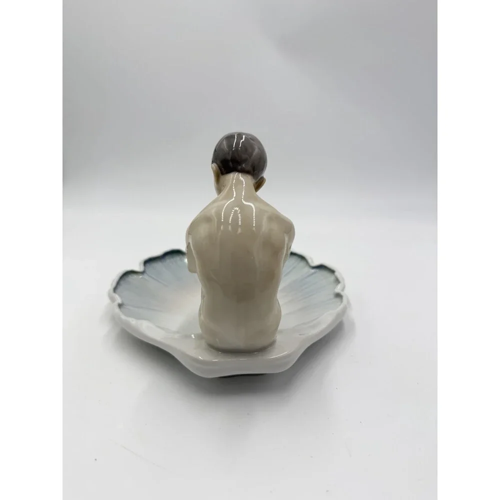 Vintage Bing & Grondahl Lily Pad Dish Art Nouveau Meditation of Nude Boy # 1660